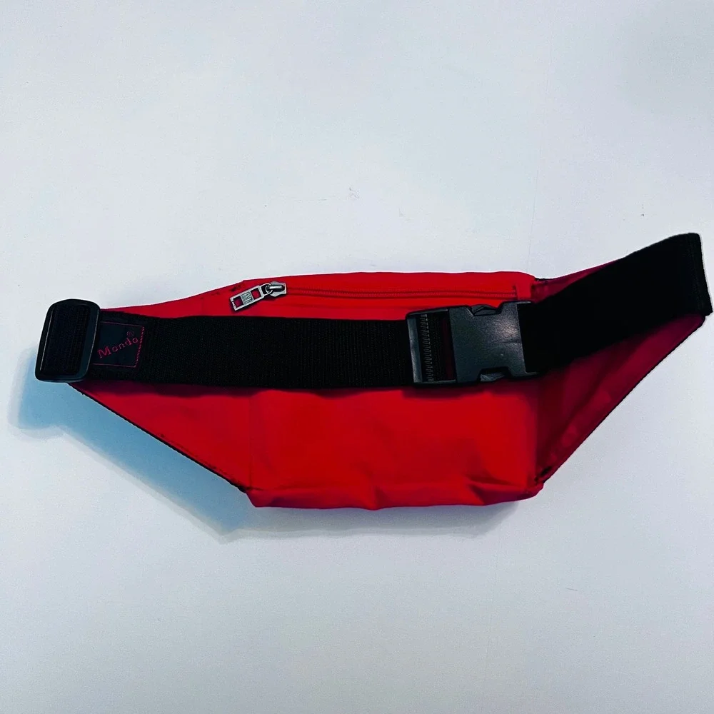 Vintage Mondo Red Fanny Pack Belt Bag Travel Hiking Festival Organizer - Picture 9 of 9